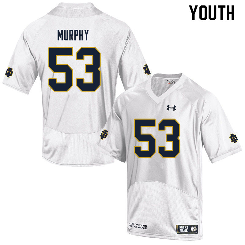 Youth NCAA Notre Dame Fighting Irish #53 Quinn Murphy Stitched College Under Armour Authentic White Football Jersey IZ10J31GY